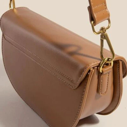 Fame Buckle Closure Crescent Faux Leather Crossbody Bag