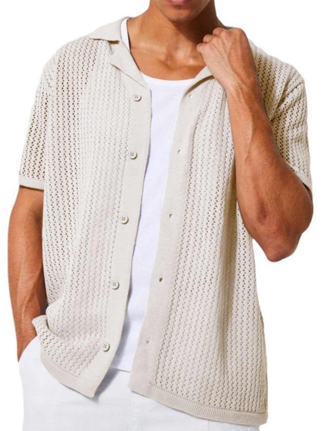 Men'S Full Size Button down Short Sleeve Shirt plus Size