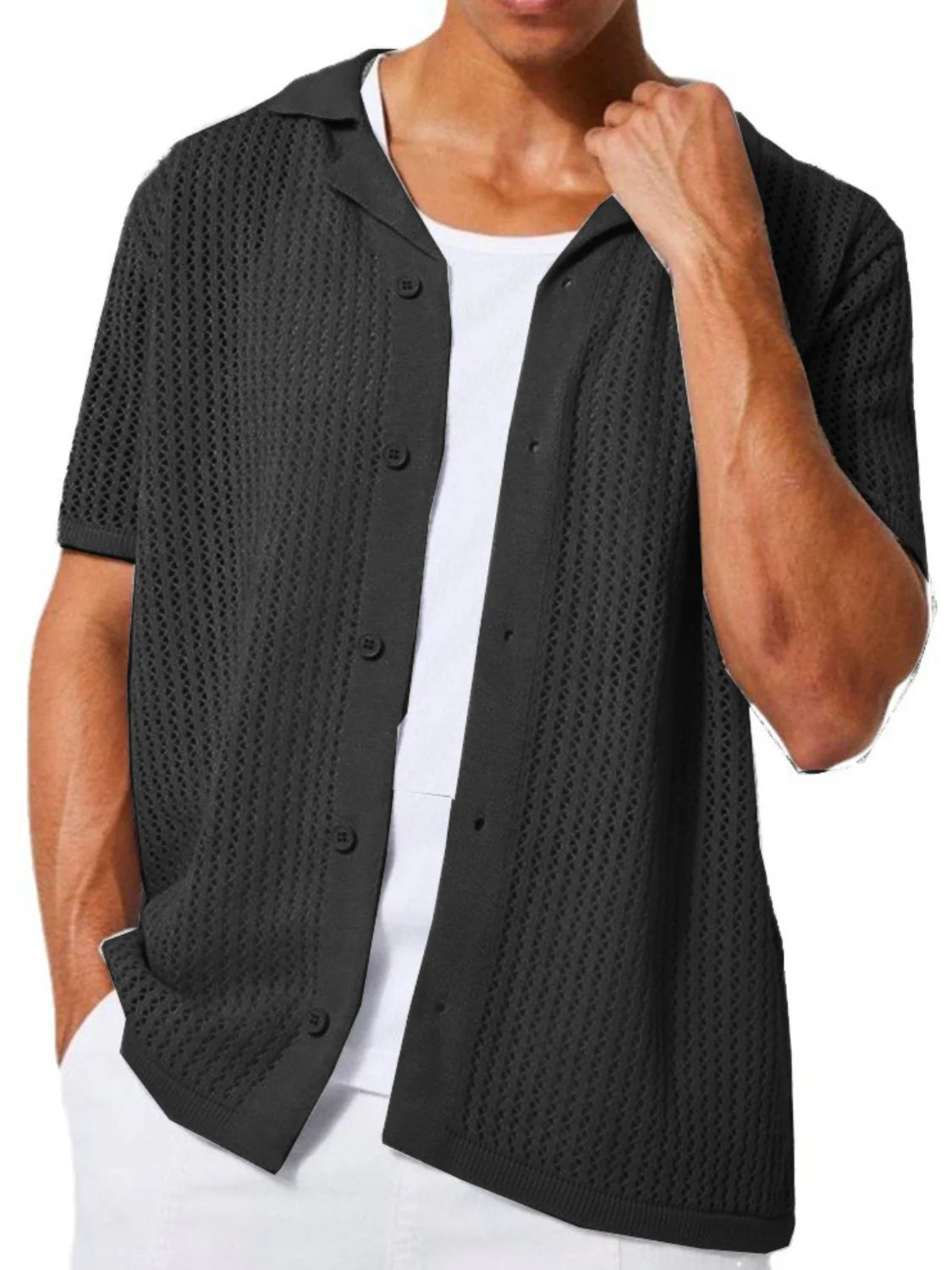 Men'S Full Size Button down Short Sleeve Shirt plus Size