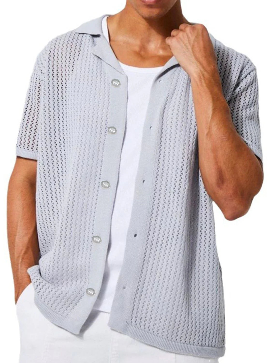 Men'S Full Size Button down Short Sleeve Shirt plus Size